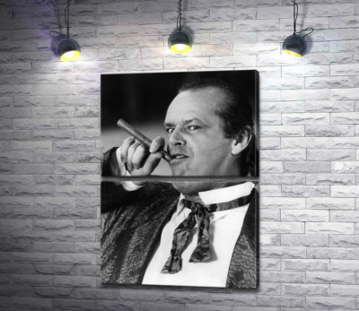 Модульна картина "Актор Джек Ніколсон (Jack Nicholson) позує із сигарою на чорно-білому знімку"
