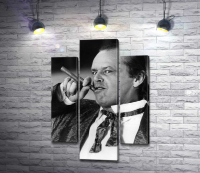 Модульная картина "Актер Джек Николсон (Jack Nicholson) позирует с сигарой на черно-белом снимке"