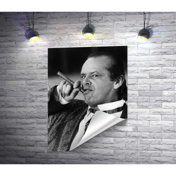 Актор Джек Ніколсон (Jack Nicholson) позує із сигарою на чорно-білому знімку