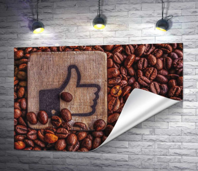Дерев'яний знак "Like" серед пахощів кавових зерен