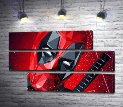 Модульная картина "Портрет Дэдпула (Deadpool) в технике papercraft"