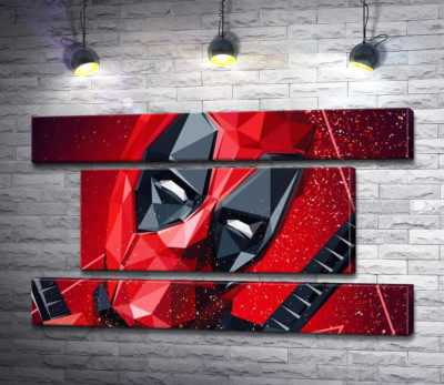 Модульная картина "Портрет Дэдпула (Deadpool) в технике papercraft"