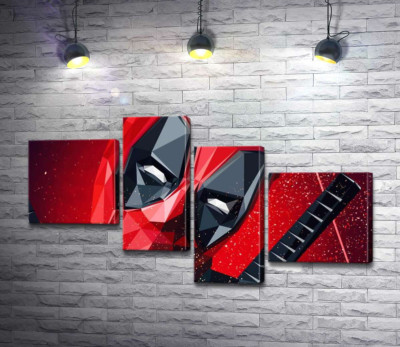 Модульна картина "Портрет Дедпула (Deadpool) в техніці papercraft"