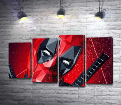 Модульна картина "Портрет Дедпула (Deadpool) в техніці papercraft"