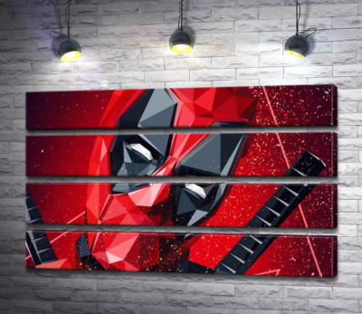 Модульная картина "Портрет Дэдпула (Deadpool) в технике papercraft"