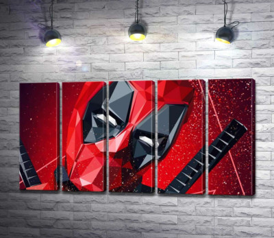 Модульна картина "Портрет Дедпула (Deadpool) в техніці papercraft"