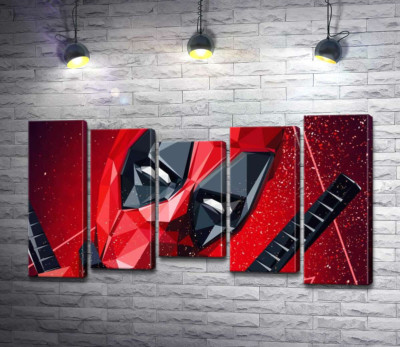 Модульная картина "Портрет Дэдпула (Deadpool) в технике papercraft"
