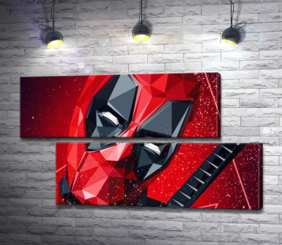 Модульная картина "Портрет Дэдпула (Deadpool) в технике papercraft"
