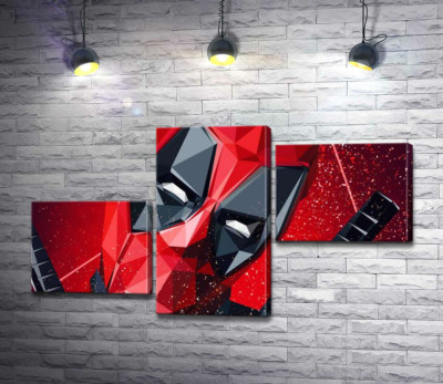Модульная картина "Портрет Дэдпула (Deadpool) в технике papercraft"