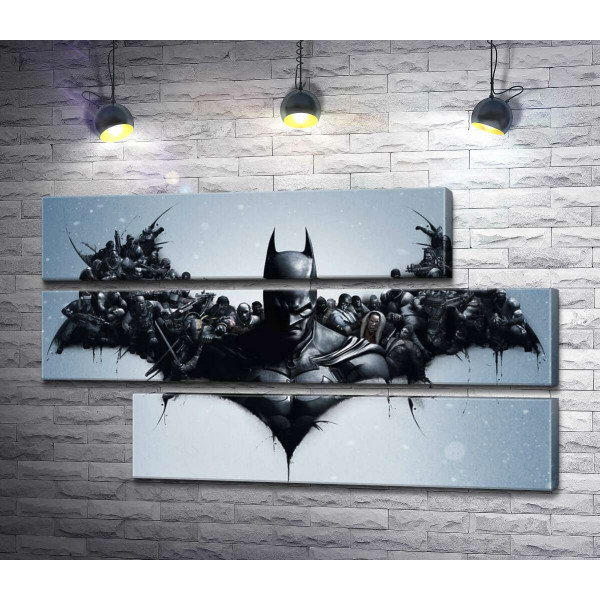 Грозный Бэтмен (Batman) с крыльями-силуэтами воинов
