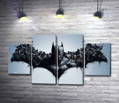 Модульна картина "Грізний Бетмен (Batman) з крилами-силуетами вояків"