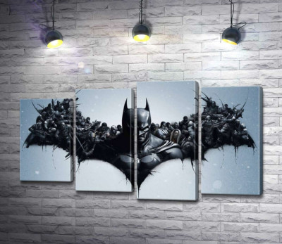 Модульна картина "Грізний Бетмен (Batman) з крилами-силуетами вояків"