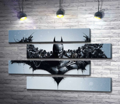 Модульна картина "Грізний Бетмен (Batman) з крилами-силуетами вояків"