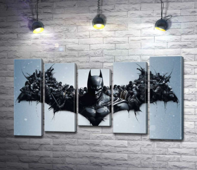 Модульна картина "Грізний Бетмен (Batman) з крилами-силуетами вояків"