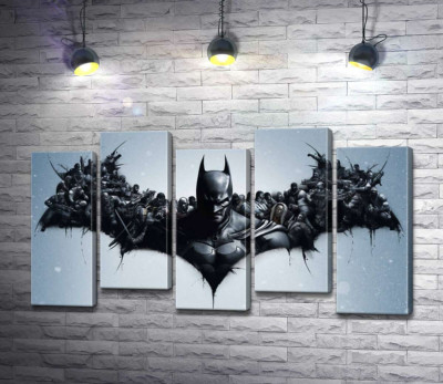Модульна картина "Грізний Бетмен (Batman) з крилами-силуетами вояків"