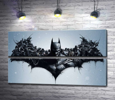 Модульна картина "Грізний Бетмен (Batman) з крилами-силуетами вояків"