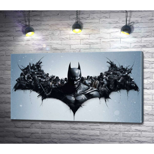 Грозный Бэтмен (Batman) с крыльями-силуэтами воинов