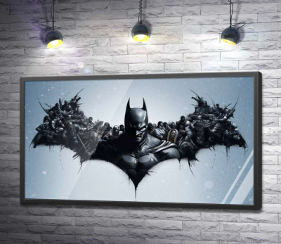 Постер "Грозный Бэтмен (Batman) с крыльями-силуэтами воинов"
