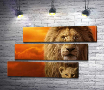 Король-лев, Муфаса, и его сын, Симба, на постере к фильму "Король-лев" (The Lion King)