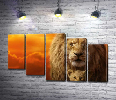 Король-лев, Муфаса, и его сын, Симба, на постере к фильму "Король-лев" (The Lion King)