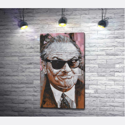 Портрет усміхненого Джека Ніколсона (Jack Nicholson) із сигаретою в зубах