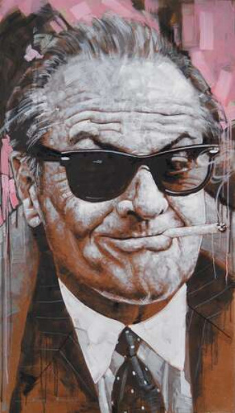 Портрет улыбающегося Джека Николсона (Jack Nicholson) с сигаретой в зубах