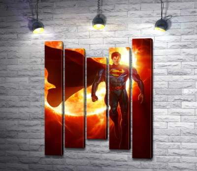 Супермен (Superman) на фоні розжареної сонячної кулі