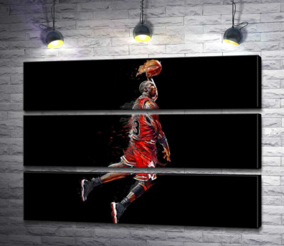 Модульная картина "Легендарный баскетболист, Майкл Джордан (Michael Jordan), в прыжке"