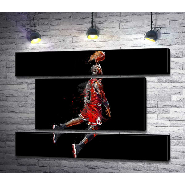 Легендарный баскетболист, Майкл Джордан (Michael Jordan), в прыжке