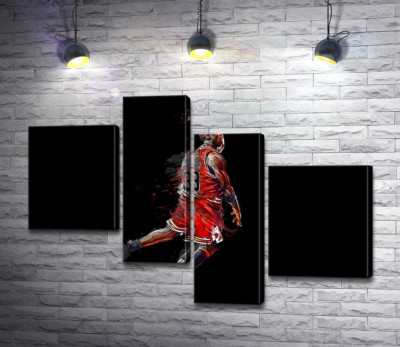 Модульная картина "Легендарный баскетболист, Майкл Джордан (Michael Jordan), в прыжке"