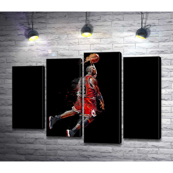 Легендарний баскетболіст, Майкл Джордан (Michael Jordan), в стрибку