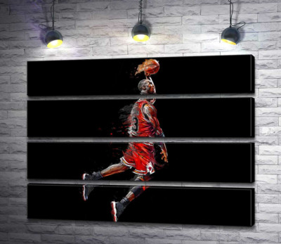 Модульна картина "Легендарний баскетболіст, Майкл Джордан (Michael Jordan), в стрибку"