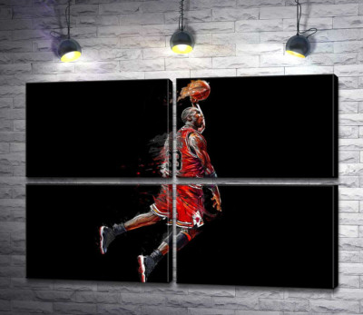 Модульна картина "Легендарний баскетболіст, Майкл Джордан (Michael Jordan), в стрибку"