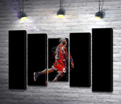 Модульна картина "Легендарний баскетболіст, Майкл Джордан (Michael Jordan), в стрибку"