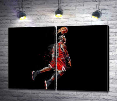 Модульна картина "Легендарний баскетболіст, Майкл Джордан (Michael Jordan), в стрибку"