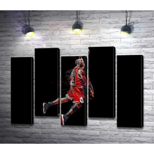 Легендарный баскетболист, Майкл Джордан (Michael Jordan), в прыжке