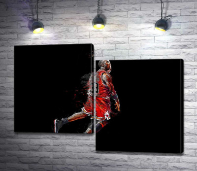 Модульна картина "Легендарний баскетболіст, Майкл Джордан (Michael Jordan), в стрибку"