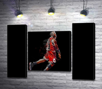 Модульная картина "Легендарный баскетболист, Майкл Джордан (Michael Jordan), в прыжке"