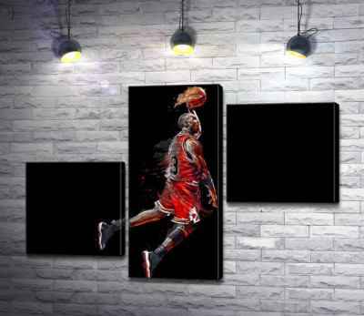 Модульна картина "Легендарний баскетболіст, Майкл Джордан (Michael Jordan), в стрибку"