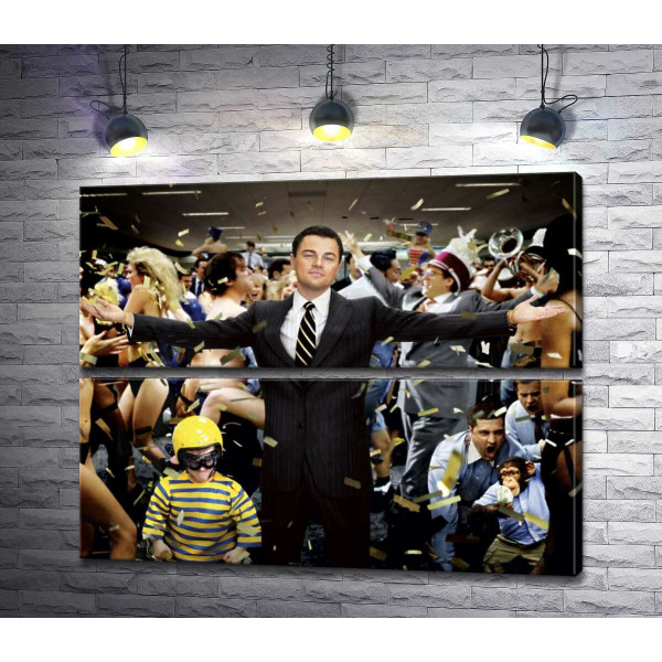 Леонардо Ді Капріо (Leonardo DiCaprio) на постері до фільму "Вовк з Волл-стріт" (The Wolf of Wall Street) 