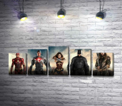Модульная картина "Супергерои из фильма "Лига Справедливости" (Justice League)"