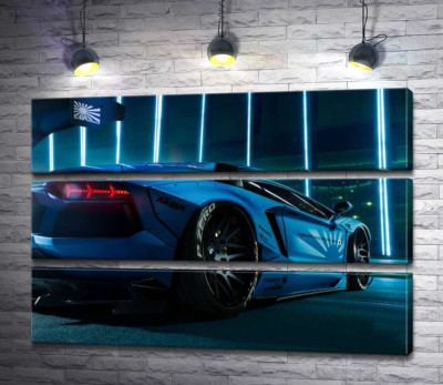 Блакитний колір автомобіля Ламборгіні (Lamborghini Aventador) 
