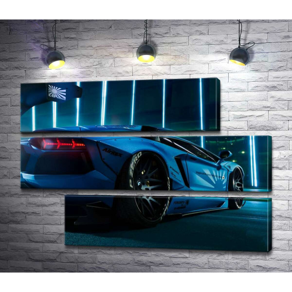 Блакитний колір автомобіля Ламборгіні (Lamborghini Aventador) 