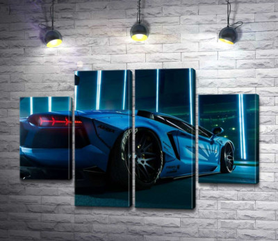 Блакитний колір автомобіля Ламборгіні (Lamborghini Aventador) 