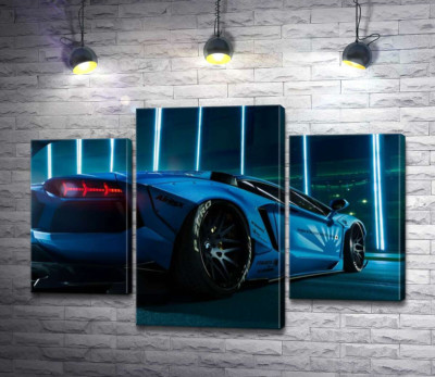 Лазурный цвет автомобиля Ламборгини (Lamborghini Aventador)