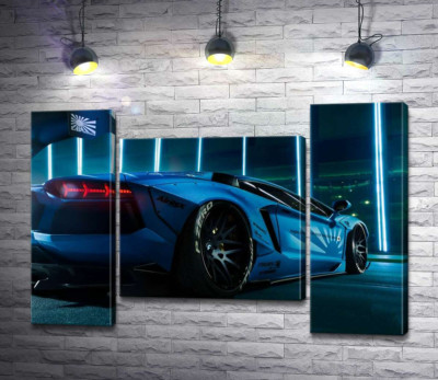 Блакитний колір автомобіля Ламборгіні (Lamborghini Aventador) 