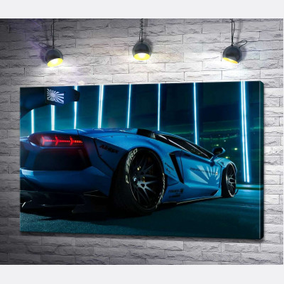 Блакитний колір автомобіля Ламборгіні (Lamborghini Aventador) 