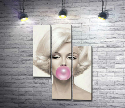 Модульна картина "Мерілін Монро (Marilyn Monroe) надуває рожеву жуйку"