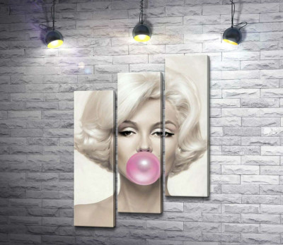 Модульна картина "Мерілін Монро (Marilyn Monroe) надуває рожеву жуйку"