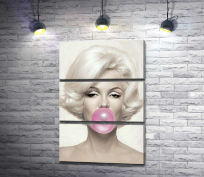Модульная картина "Мэрилин Монро (Marilyn Monroe) надувает розовую жвачку"